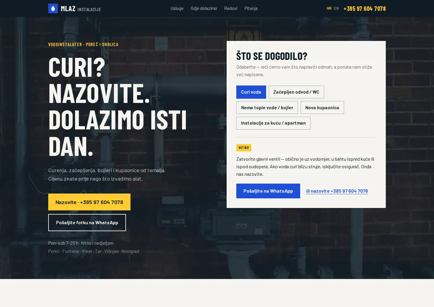 Mlaz instalacije — Vodoinstalater u Poreču